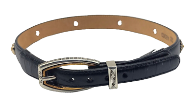Brighton 43303 Skinny Black Leather Belt With Silver & Gold  display picture 1