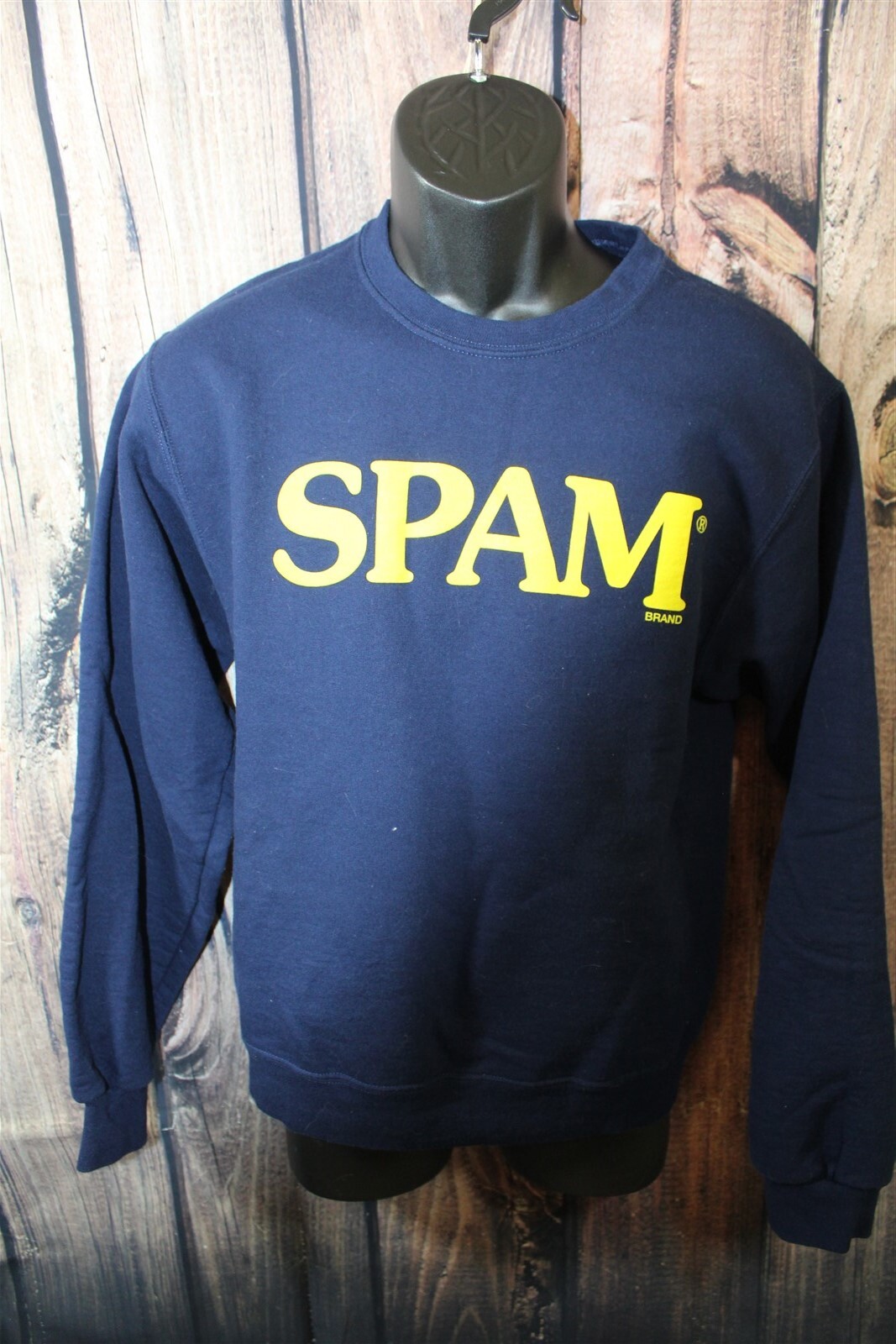 Spam crewneck sweatshirt S solid navy 