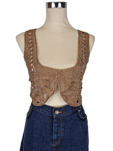 Women Gilet Day Birger Et Mikkelsen Real Metallic/Cotton Embroidered Copper Top - Picture 2 of 14