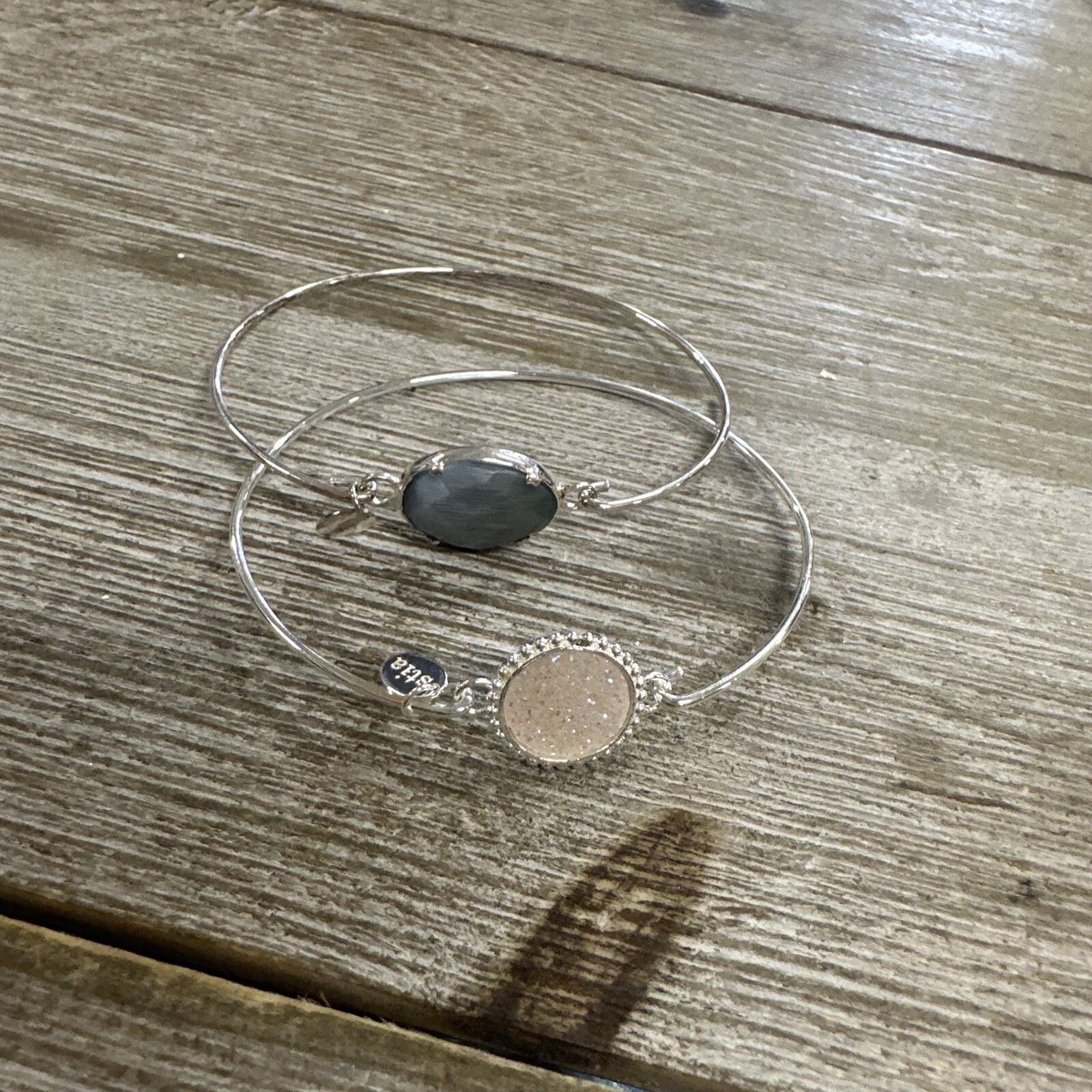 Women’s Stila Stackable Bangles Grey Stone And Wh… - image 1