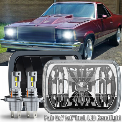 Pair 5x7'' 7x6'' LED Headlights For Chevy El Camino 1978-1981 Malibu Classic LUV