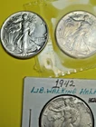LOT OF THREE US WALKING LIBERTY HALF DOLLARS, 90% SILVER ALL UNCIRCULATED