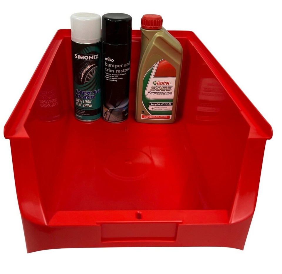 Hanging stacking plastic parts storage lin bins boxes garage workshop ...