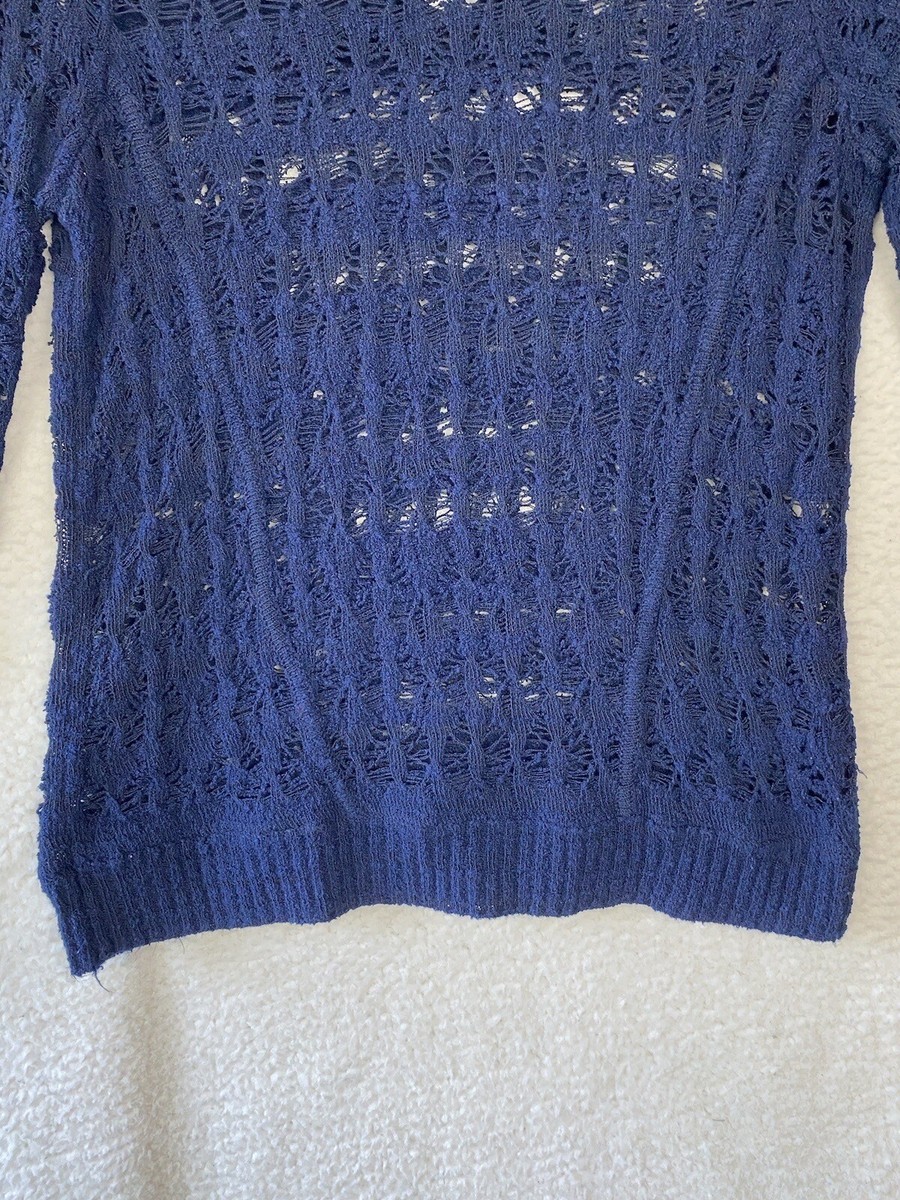 Rag & Bone Sweater Womens XSmall Navy Open-Weave Knit V Neck
