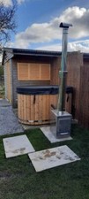 FIBERGLASS WOODEN HOT TUB 2 SEATER Japanese Ofuro wood fired bath THERMAL COVER