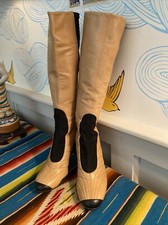 Botas de cuero de tacón alto negras camel G Series altas Brasil talla 6,5