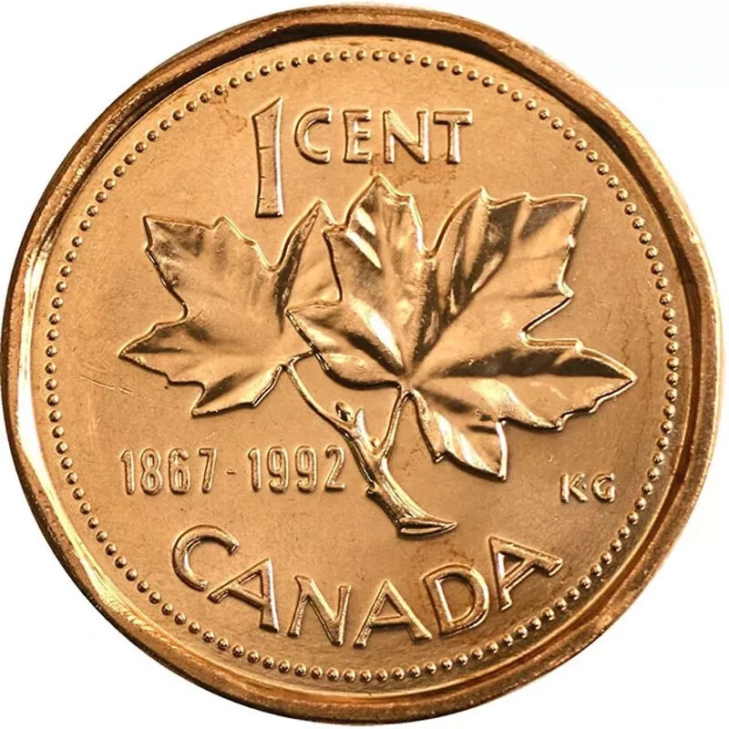 1867-1992 CANADA ONE 1 CENT 125th CONFEDERATION ANNIVERSARY BU