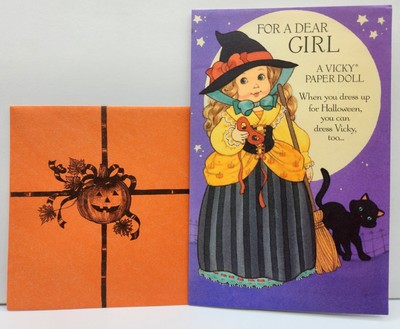 Halloween Witch Vicky Paper Doll Greeting Card & Original Cardwraps JOL Envelope