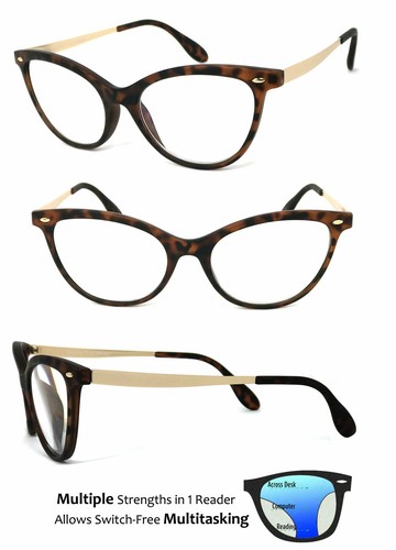 Gafas de lectura progresivas ojo de gato 3 fortalezas en 1 lector lectores de enfoque múltiple - Imagen 7 de 9