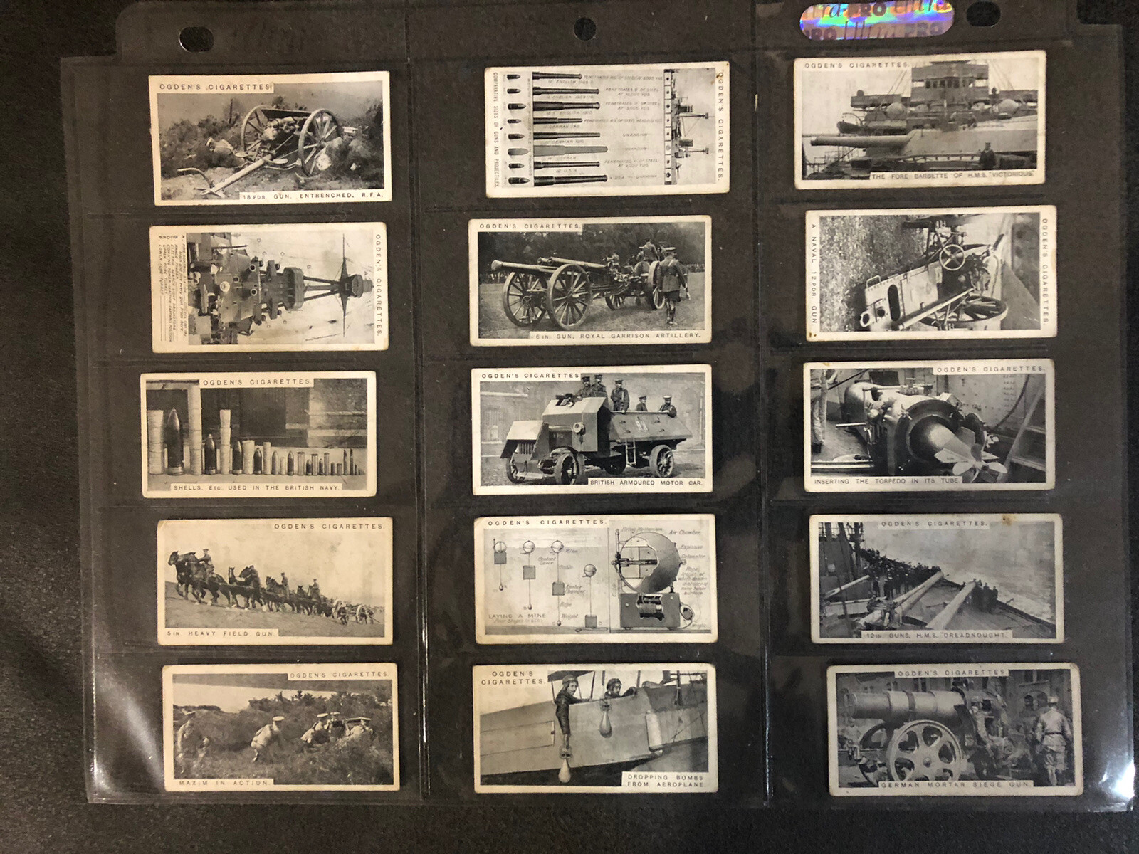 1915 Ogden’s Modern War Weapons Tobacco Card Lot of 45 Different England Ireland