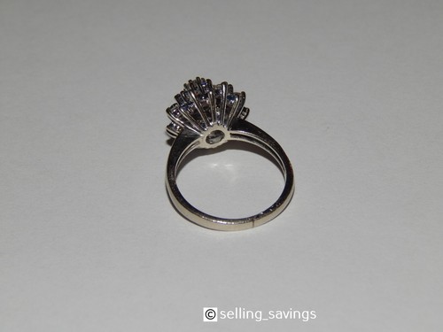 14K VINTAGE WHITE GOLD DIAMOND & BLUE SAPPHIRE PRINCESS COCKTAIL RING - Picture 9 of 9