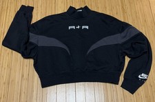 Nike Air Women's Cropped Oversized Long Sleeve Black Sweatshirt Pullover Sz S