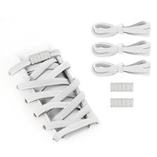 No Tie Shoelaces Elastic Shoe Laces 3Pcs with 2 Metal Buckles, White