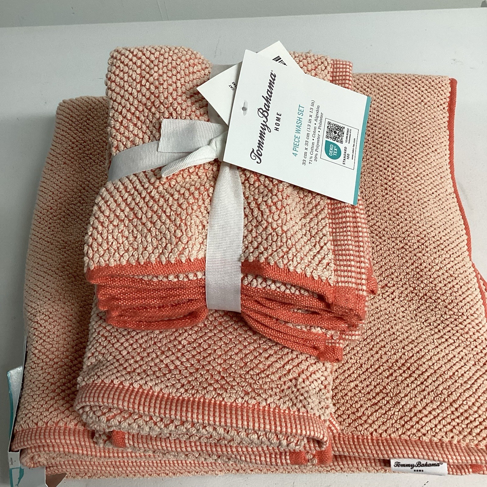 Tommy Bahama 8pc Coral Cotton Towel Set  2 Bath 2 Hand 4 Wash Clothes