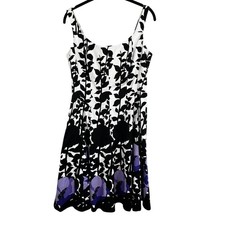 Nine West Floral Tank Dress White 8 Boho Indie Folk Preppy Chic Y2K Work Summer