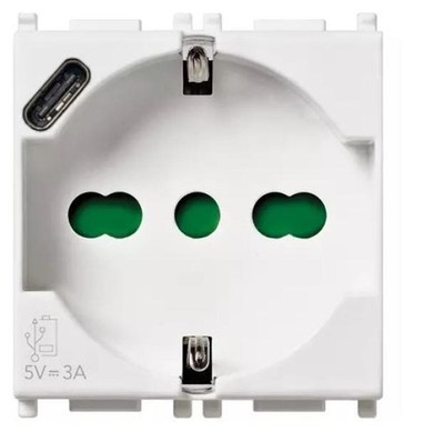2P+E Vimar Plana 16A Universalsteckdose + USB C weiß - 14210.USB