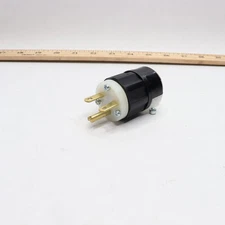 Leviton Industrial Grade Straight Blade Plug Grounding 15A 250V Plastic Black