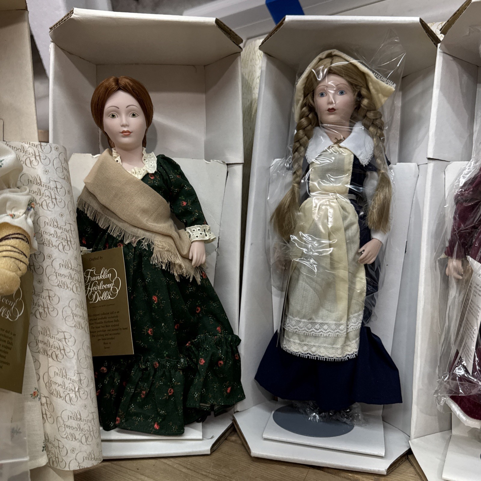 Lot of 11 Franklin Heirloom Dolls Bisque Porcelain 14" Mint Condition