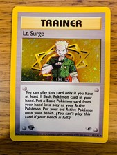 1. Edition Lt. Surge Trainer (17/132) Holo Gym Heroes Pokemon Karte! KOSTENLOSER VERSAND!