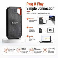 Portable 2TB External SSD USB 3.1 Type-C Fast Hard Drive for PC Mac Laptop