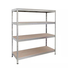Garage Series 4-Tier Galvanized Steel Storage Shelving Unit in Silver with HDF R