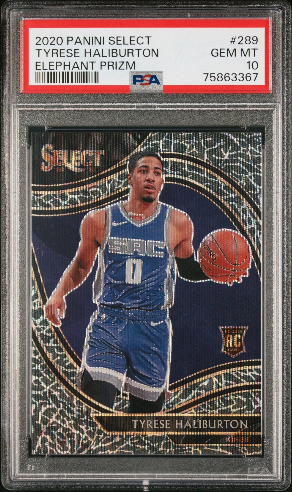 2020 PANINI SELECT ELEPHANT PRIZM #289 TYRESE HALIBURTON PSA 10