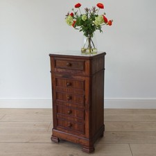 Lovely Antique/Vintage French White Marble Topped Bedside Cabinet / Pot Cupboard
