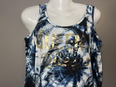 Minette Cold Shoulder Tank Womens Large Tie Dye Queens Uplift Queens Cropped