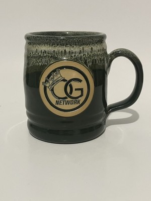 Deneen Pottery  OG NETWORK Coffee Cup Mug Green Drip Glaze