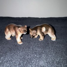 Pair Of Bone China Brown Bears Vintage Mini