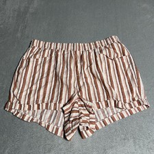 Old Navy Linen Blend Shorts Womens 2X Striped Beach Pull On Stretch Boho