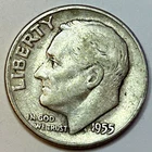 1955-P Roosevelt Dime 90% Silver U.S. 10c Coin Circulated as Pictured - 22