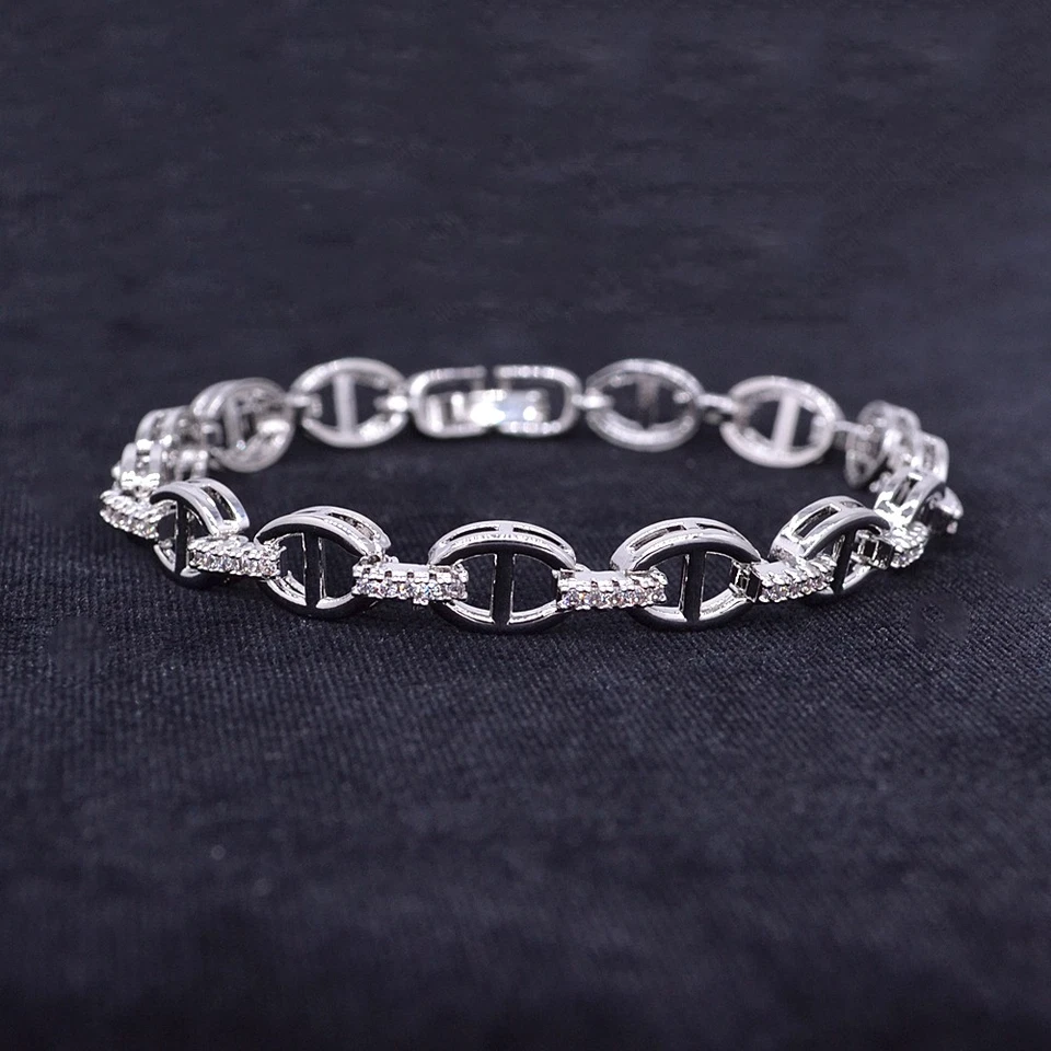 Brazalete de cadena marina topacio transparente de moda relleno de oro amarillo de 18 quilates para mujer joyería Foto 2 de 2