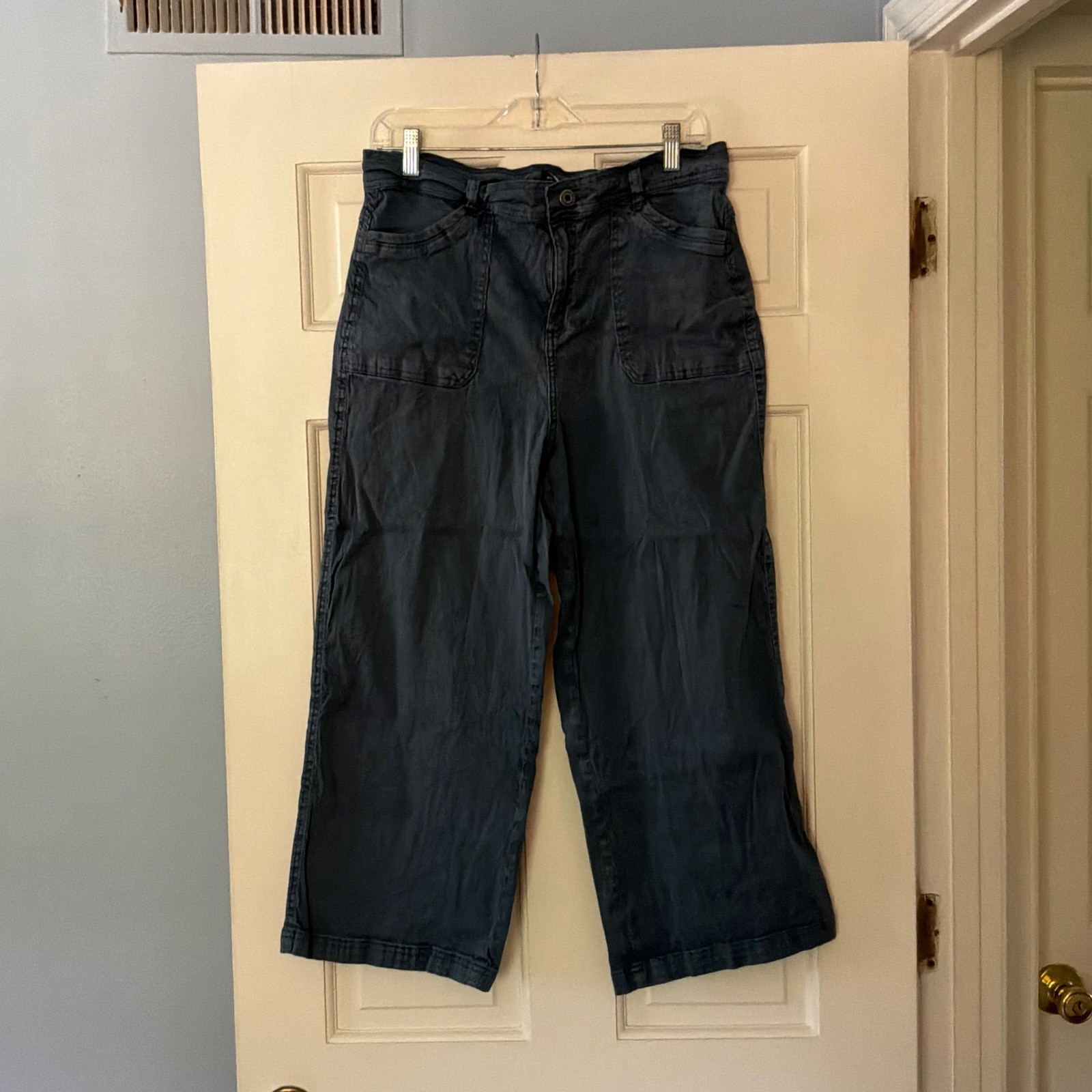 Kuhl Seaboard Wide Leg Crop Pant 6451 Blue Linen Blend Outdoor Hiking Pants 12