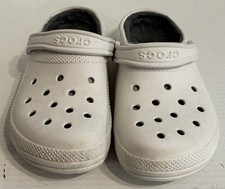 Crocs Classic Lined Clog Slip-On Shoes White Men  s 6 Women  s 8 Cozy Fleece