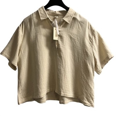 Magaschoni Top Beige Organic Cotton Boxy Pullover Size XL Coastal Lagenlook