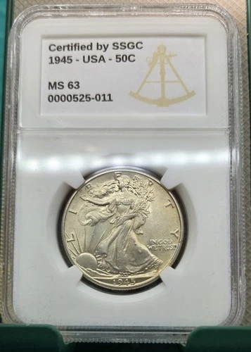 1945 50C Walking Liberty Half Dollar MS63  SSGC