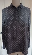 Ex Con TOM TAILOR Grey SOFT Collared PAISLEY Print LONG SLVE SHIRT Blouse 40 12