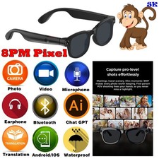 AI Smart Glasses Smart Bluetooth Sunglasses with AI Translation, Music & Calls
