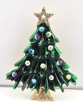 KIRKS FOLLY Tis The Season Christmas Tree Pin Brooch Pendant (Goldtone) #73