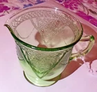 Georgian/Lovebirds Pattern Green Uranium Creamer