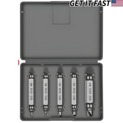 5PCS Damaged Screw Extractor Broken Screws Bolt Stripped Remover Tool Kit US