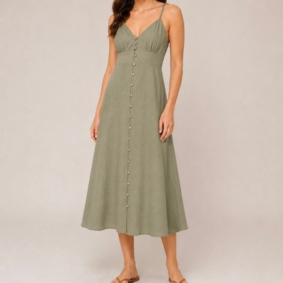 monteau green dress Sage Button-Front Midi Size Large Australia designer brands