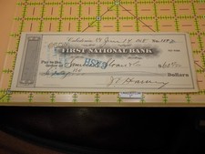 1918 Caledonia NY First National Bank Check J.E. Harvey Samuel Sloan Co Rocheste