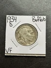 1934 D Buffalo Nickel VF Very Fine Better Date US 5c Type Coin (Raw19079)