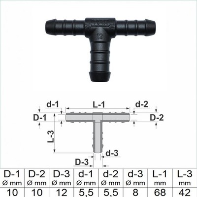 1 2 3 5 oder 10 Stck T-Schlauchverbinder 10 mm 12 mm 10 mm RGV T Stück reduziert