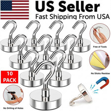 10 PCs Dia Strong Magnetic Hook Hanger N52 Neodymium Clamping Magnet Hooks