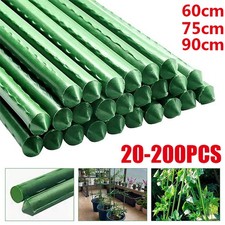 Green Garden Plant Stakes Metal Plastic Coated Climbing Support Cane Pole Sticks