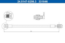 Bremsschlauch ATE 24.5147-0256.3 M10x1,5 für VW GOLF 6 5K1 SCIROCCO 3 137 138 4