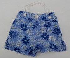 HANDMADE UPCYCLED KIDS PURSE BLUE FLORAL SHORTS 13.5 X 9.5 INCH TOTE POCKETS